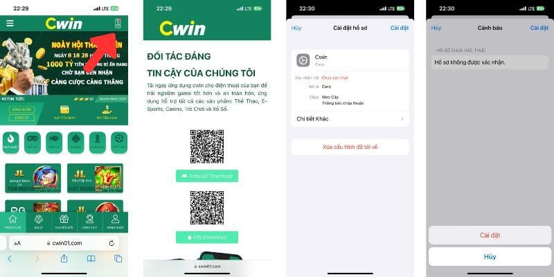 Hướng dẫn tải app CWIN nhanh